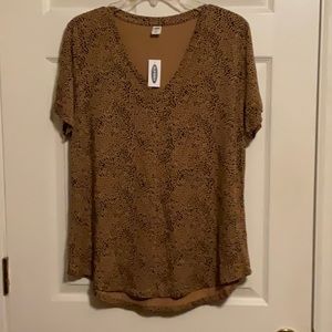 Old Navy Women’s Brown Short Sleeves Leopard Print V- Neck Top Size Large